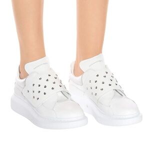 Alexander McQueen Gold Studded White Leather Sneakers | Size EU 37.5 (US 7.5)